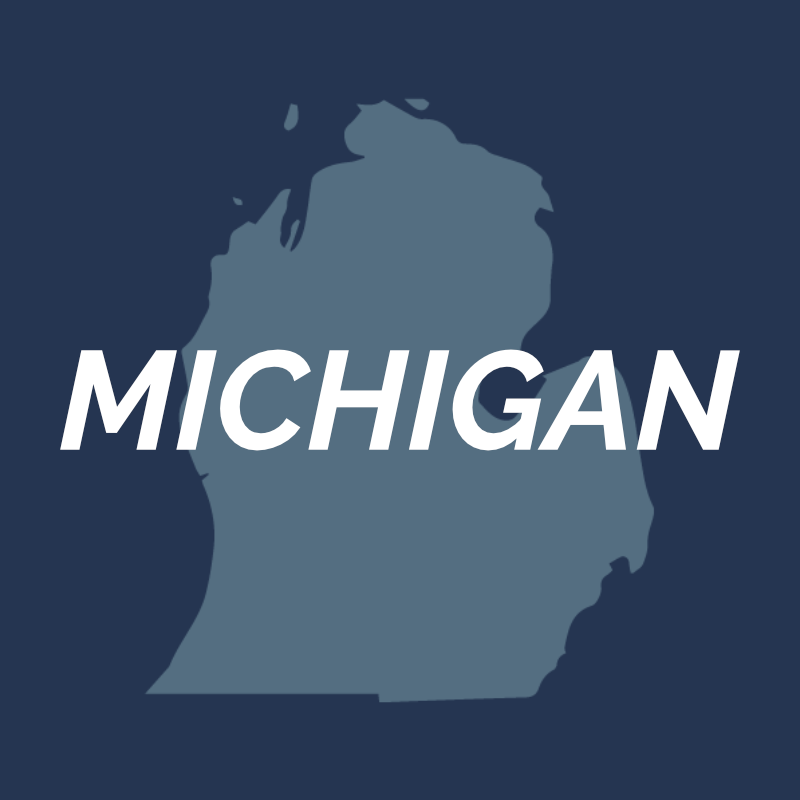 The state of Michigan in blue